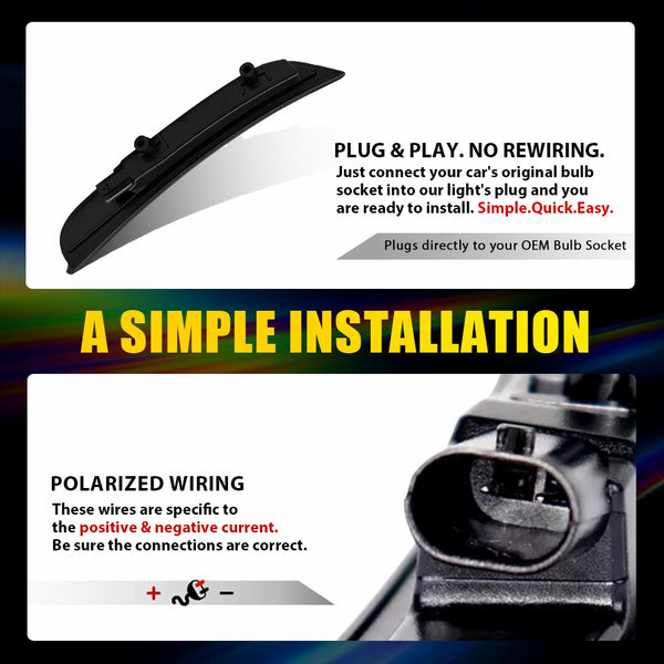 LED Side Marker Light for Dodge Charger 2015-2022, Smoked Lens, White, Rear