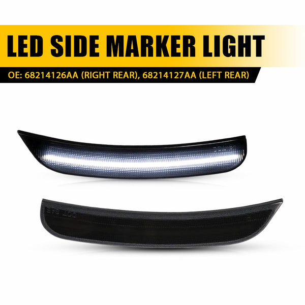 LED Side Marker Light for Dodge Charger 2015-2022, Smoked Lens, White, Rear