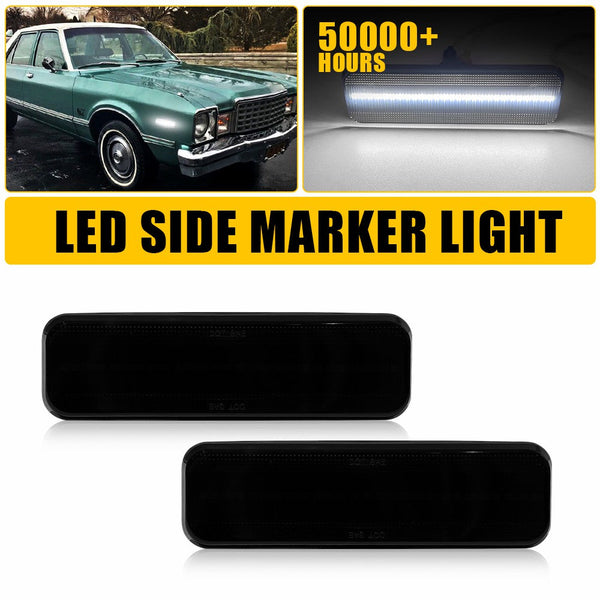LED Side Marker Light for Dodge D100/D150/D250, Smoked Lens, White, Front Fender
