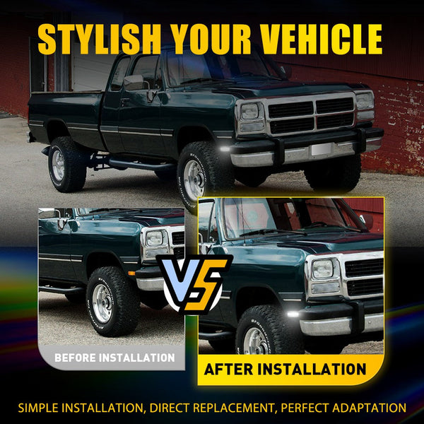 LED Side Marker Light for Dodge D100/D150/D250, Smoked Lens, White, Front Fender