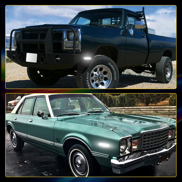 LED Side Marker Light for Dodge D100/D150/D250, Smoked Lens, White, Front Fender