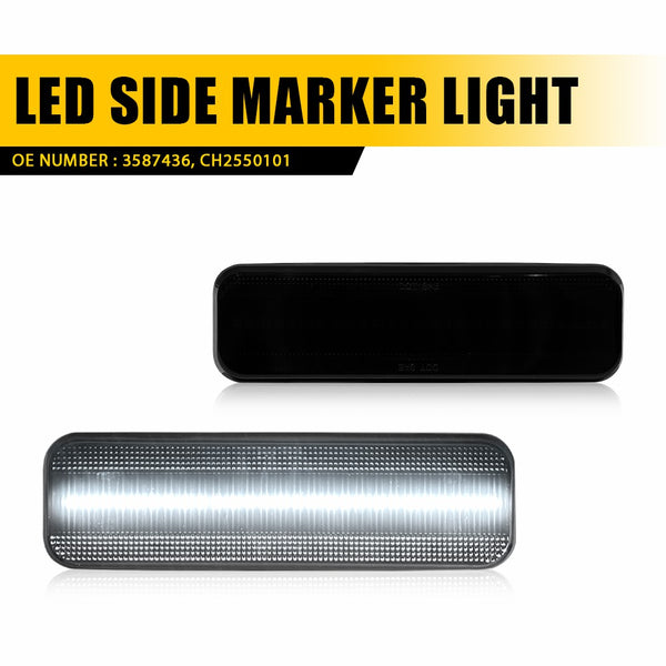 LED Side Marker Light for Dodge D100/D150/D250, Smoked Lens, White, Front Fender