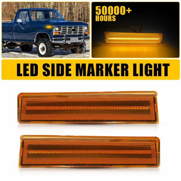 LED Side Marker Light for Ford Bronco & F-150/F-250/F-350 1980-1986, Amber, Front Fender