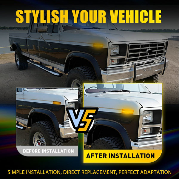 LED Side Marker Light for Ford Bronco & F-150/F-250/F-350 1980-1986, Amber, Front Fender