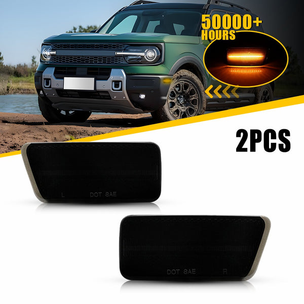 LED Side Marker Light for Ford Bronco Sport 2021-2024, Smoked Lens, Front Bumper