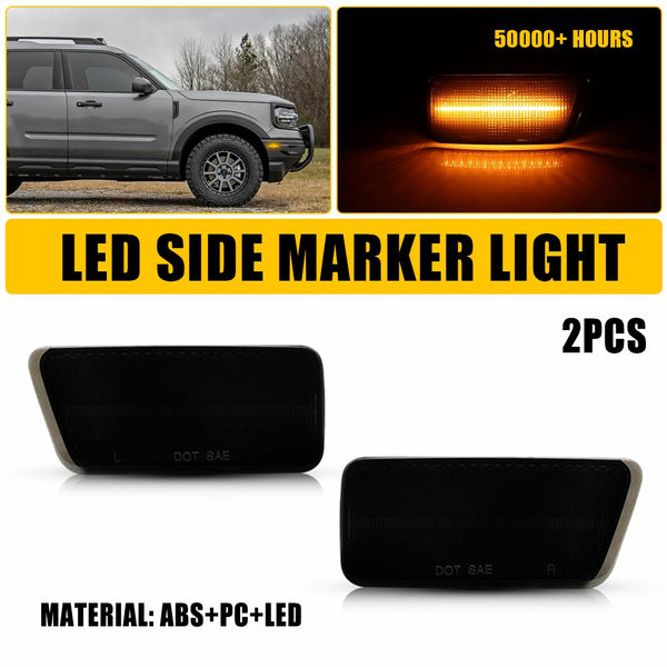 LED Side Marker Light for Ford Bronco Sport 2021-2024, Smoked Lens, Front Bumper