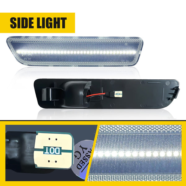 LED Side Marker Light for Ford Mustang 2005-2009, Clear Lens, Rear, Driver & Passenger