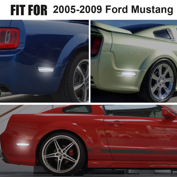 LED Side Marker Light for Ford Mustang 2005-2009, Clear Lens, Rear, Driver & Passenger