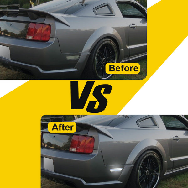 LED Side Marker Light for Ford Mustang 2005-2009, Clear Lens, Rear, Driver & Passenger