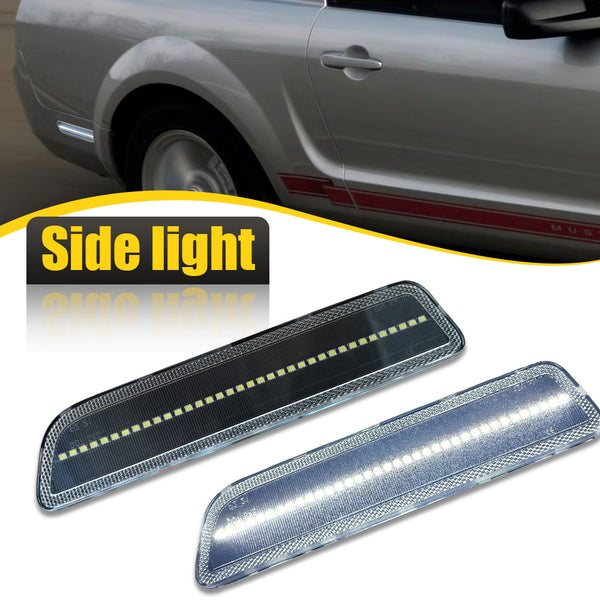 LED Side Marker Light for Ford Mustang 2005-2009, Clear Lens, Rear, Driver & Passenger
