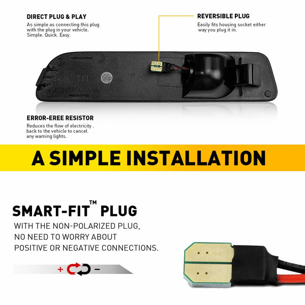 LED Side Marker Light for Ford Mustang 2005-2009, Red Lens, Rear L&R