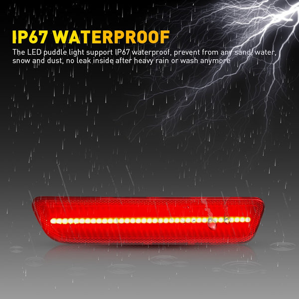 LED Side Marker Light for Ford Mustang 2005-2009, Red Lens, Rear L&R