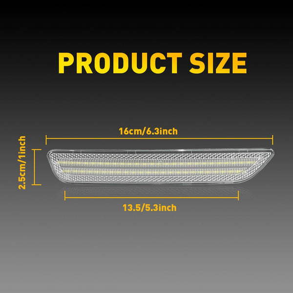 LED Side Marker Light for Ford Mustang 2010-2014, Clear Lens, Front L&R