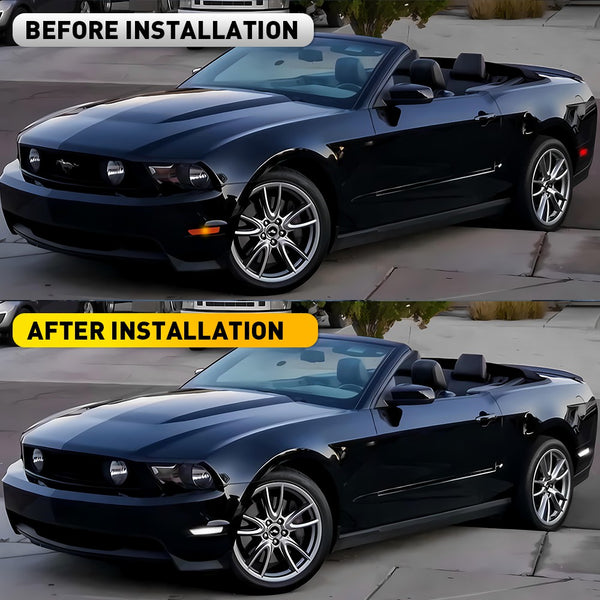 LED Side Marker Light for Ford Mustang 2010-2014, Clear Lens, White, Rear