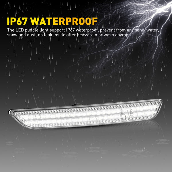 LED Side Marker Light for Ford Mustang 2010-2014, Clear Lens, White, Rear