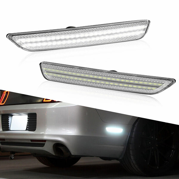 LED Side Marker Light for Ford Mustang 2010-2014, Clear Lens, White, Rear