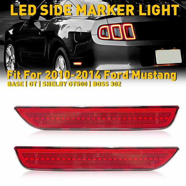 LED Side Marker Light for Ford Mustang 2010-2014, Red, Rear Bumper