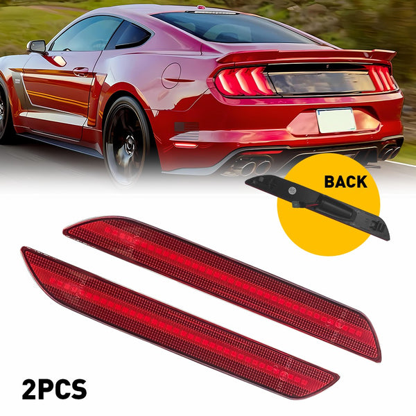 LED Side Marker Light for Ford Mustang 2015-2022, Red Lens, Rear L&R