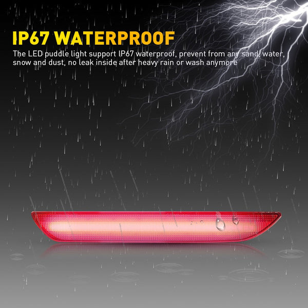 LED Side Marker Light for Ford Mustang 2015-2022, Red Lens, Rear L&R