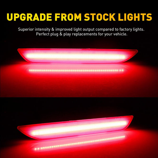 LED Side Marker Light for Ford Mustang 2015-2022, Red Lens, Rear L&R