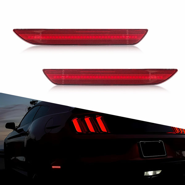 LED Side Marker Light for Ford Mustang 2015-2022, Red Lens, Rear L&R