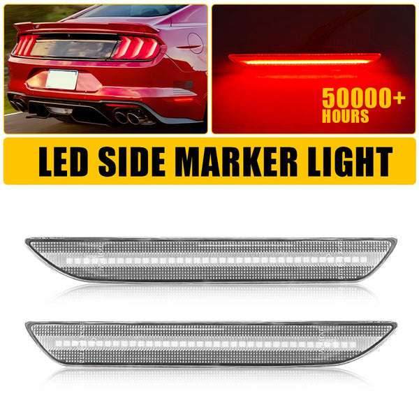 LED Side Marker Light for Ford Mustang 2015-2022, Red, Rear