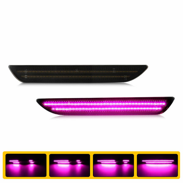 LED Side Marker Light for Ford Mustang 2015-2023, Dynamic Turn Signal, Purple, Bumper