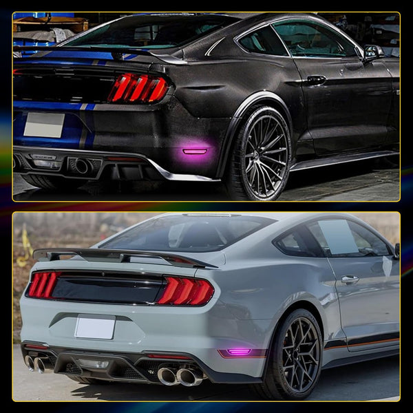 LED Side Marker Light for Ford Mustang 2015-2023, Dynamic Turn Signal, Purple, Bumper