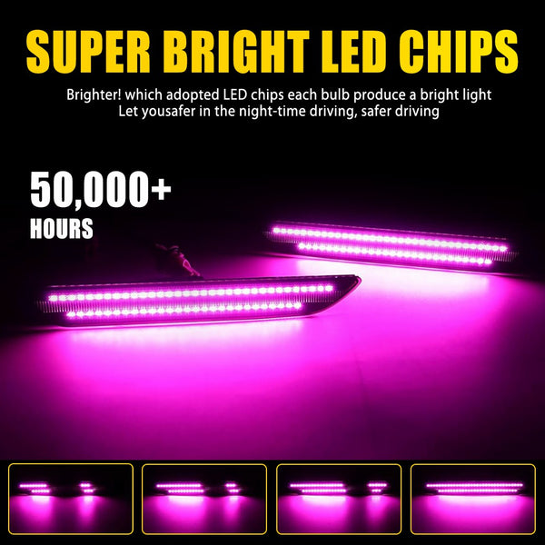 LED Side Marker Light for Ford Mustang 2015-2023, Dynamic Turn Signal, Purple, Bumper