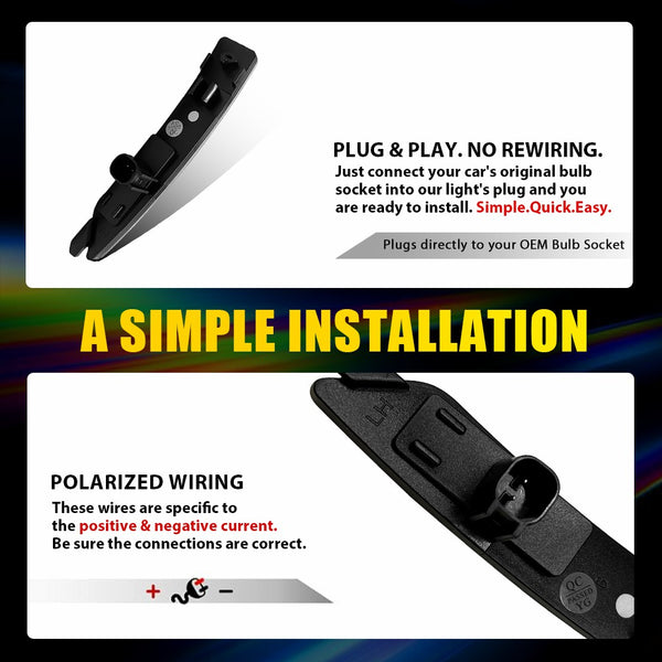 LED Side Marker Light for Ford Mustang 2024-2025, Cold White, Front & Rear