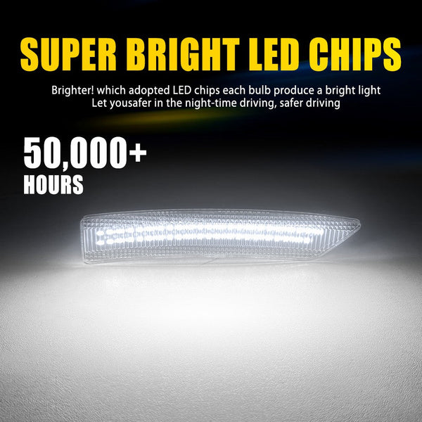 LED Side Marker Light for Ford Mustang 2024-2025, Cold White, Front & Rear