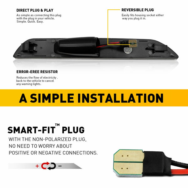 LED Side Marker Light for Ford Mustang V6/EcoBoost/GT 2015-2022, Clear Lens, White, Rear