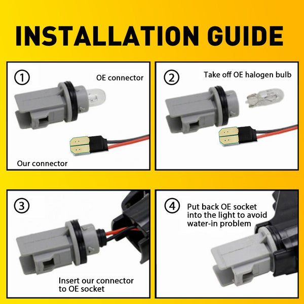 LED Side Marker Light for Ford Mustang V6/EcoBoost/GT 2015-2022, Clear Lens, White, Rear