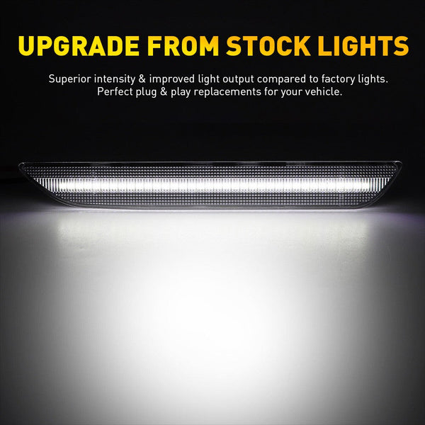 LED Side Marker Light for Ford Mustang V6/EcoBoost/GT 2015-2022, Clear Lens, White, Rear