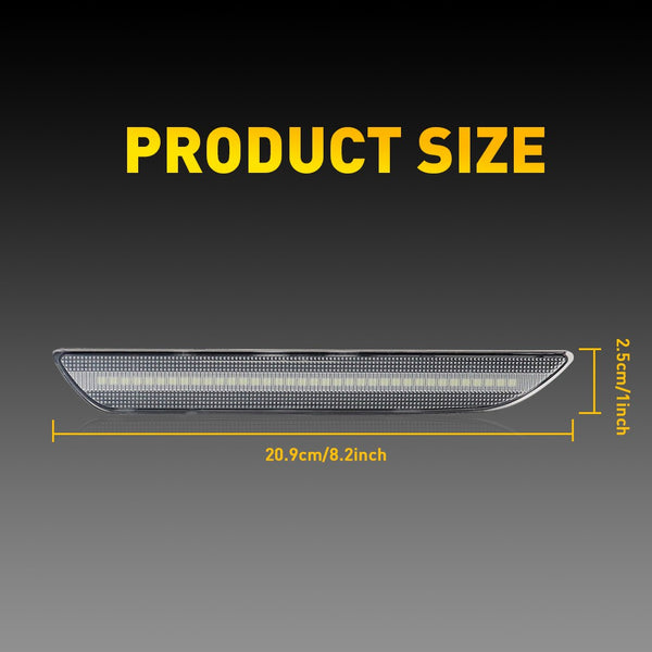 LED Side Marker Light for Ford Mustang V6/EcoBoost/GT 2015-2022, Clear Lens, White, Rear