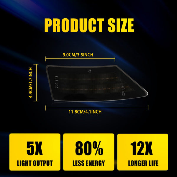 LED Side Marker Light for Ford Ranger 2019-2022, Smoked Lens, Amber, Front Bumper