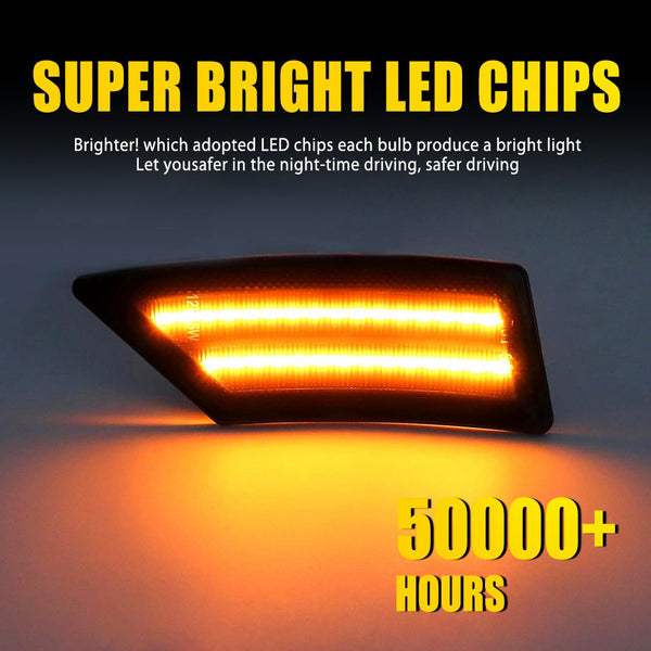 LED Side Marker Light for Ford Ranger 2019-2022, Smoked Lens, Amber, Front Bumper