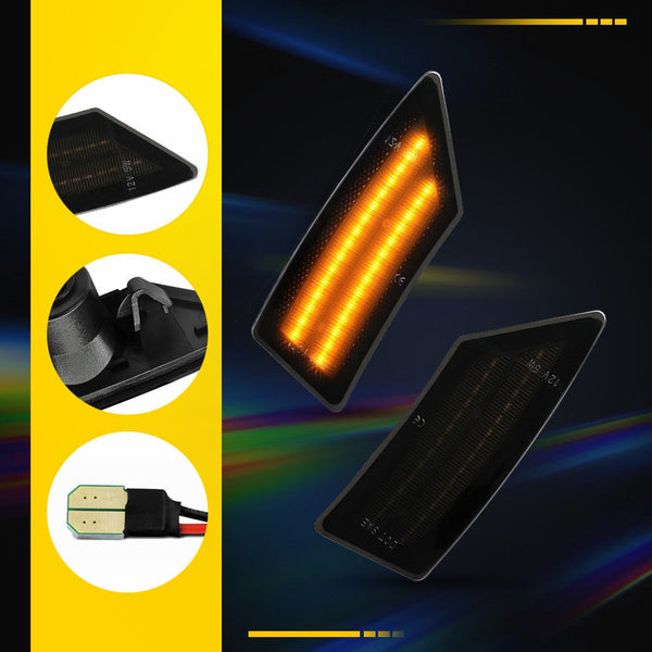 LED Side Marker Light for Ford Ranger 2019-2022, Smoked Lens, Amber, Front Bumper