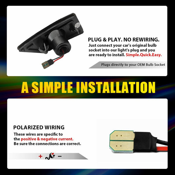 LED Side Marker Light for Ford Ranger 2019-2022, Smoked Lens, Amber, Front Bumper