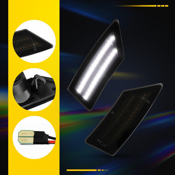 LED Side Marker Light for Ford Ranger 2019-2022, Smoked Lens, White, Front Fender