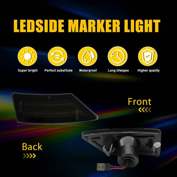 LED Side Marker Light for Ford Ranger 2019-2022, Smoked Lens, White, Front Fender