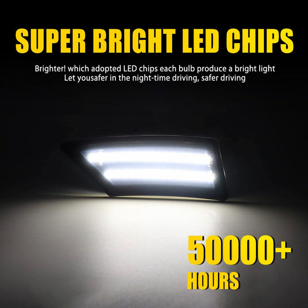 LED Side Marker Light for Ford Ranger 2019-2022, Smoked Lens, White, Front Fender