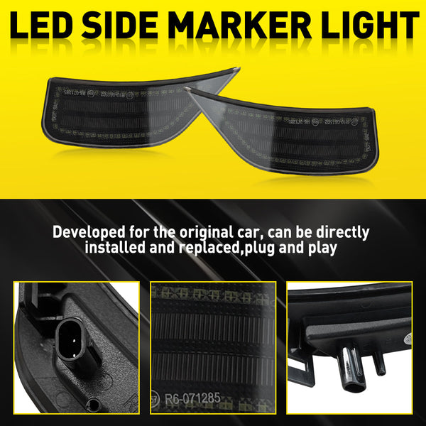 LED Side Marker Light for GMC Yukon/Chevy Tahoe/Suburban 2021-2023, Smoked Lens, White