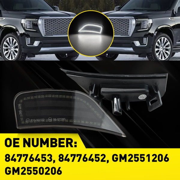 LED Side Marker Light for GMC Yukon/Chevy Tahoe/Suburban 2021-2023, Smoked Lens, White