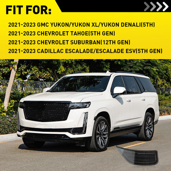 LED Side Marker Light for GMC Yukon/Chevy Tahoe/Suburban 2021-2023, Smoked Lens, White