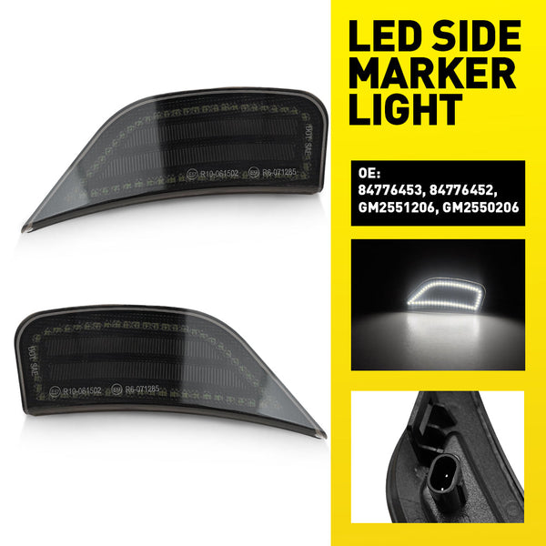 LED Side Marker Light for GMC Yukon/Chevy Tahoe/Suburban 2021-2023, Smoked Lens, White
