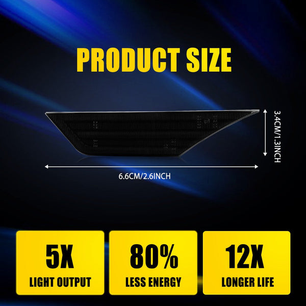 LED Side Marker Light for Honda Civic 2016-2021, Amber/White, Dynamic Turn Signal