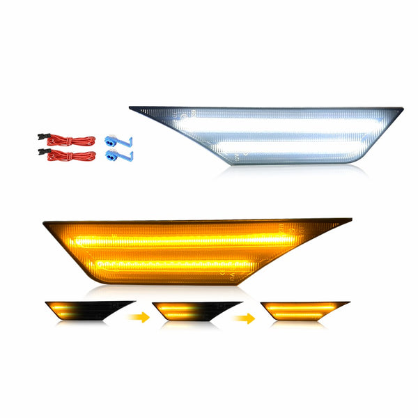 LED Side Marker Light for Honda Civic 2016-2021, Amber/White, Dynamic Turn Signal