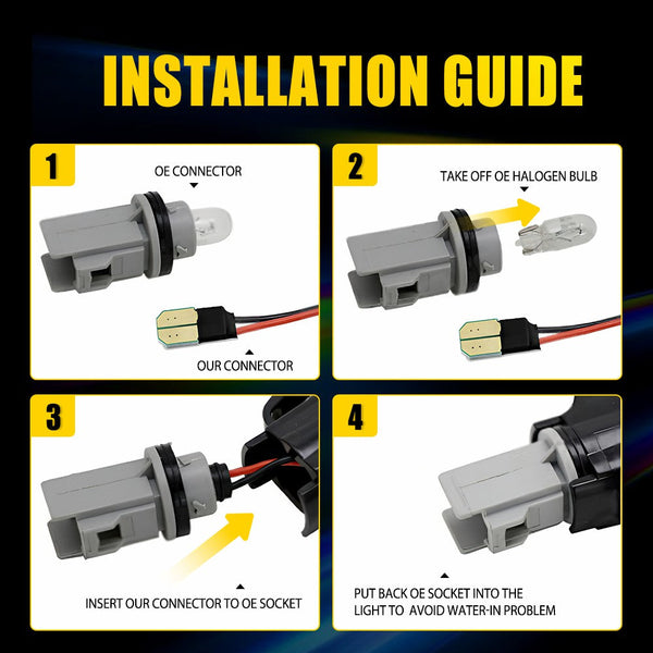 LED Side Marker Light for Honda Civic 2016-2021, Clear Lens, Switchback Sequential