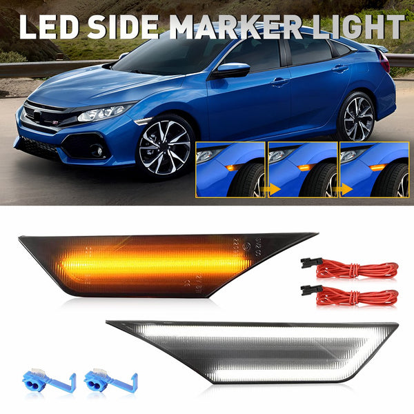 LED Side Marker Light for Honda Civic 2016-2021, Sequential Switchback Turn Signal